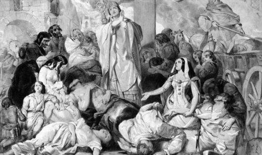 People pray for a relief from the Black Death which killed thousands