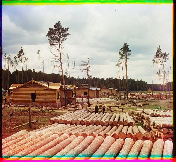 Railroad construction on the Shadrinsk-Sinara railroad near the city of Shadrinsk. (1912)