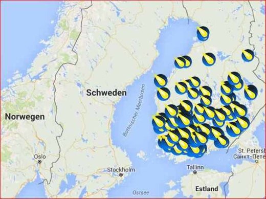 meteor fireball map over Finland