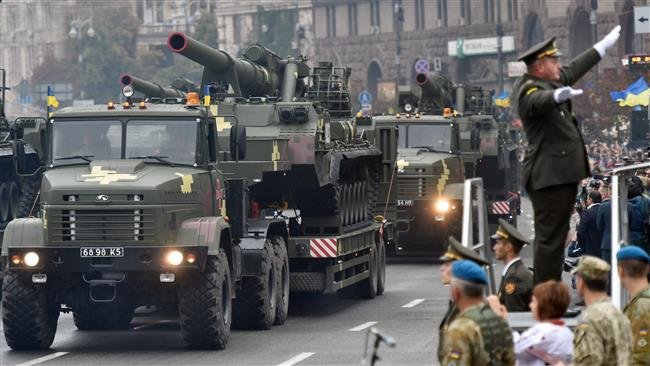 Trucks carry 2S7 Pion 203-mm self-propelled guns