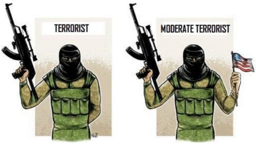 Cartoon of terrorists and moderate terrorists