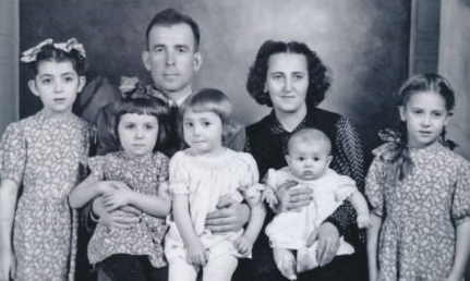 Centre: Michael Chomiak and wife Alexandra, with their children in Canada in 1952. Freeland’s mother Halyna is second from left.