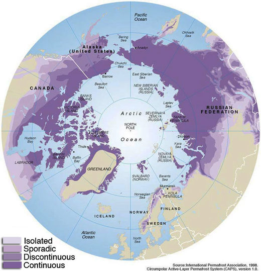 Permafrost distribution (Northern hemisphere)