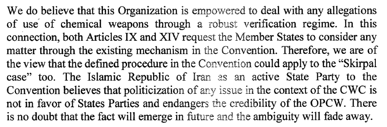 Article IX - OPCW Statement