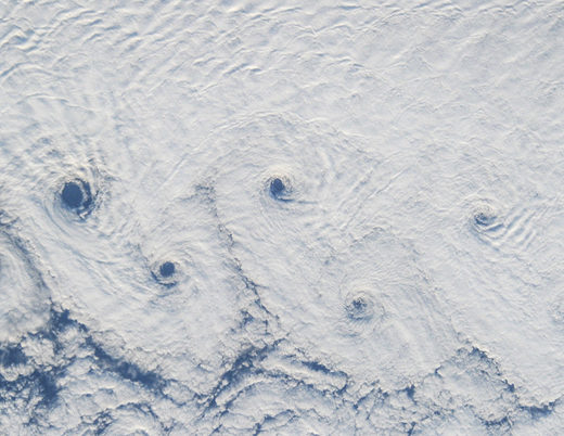 Cyclon clouds near Kamchatka