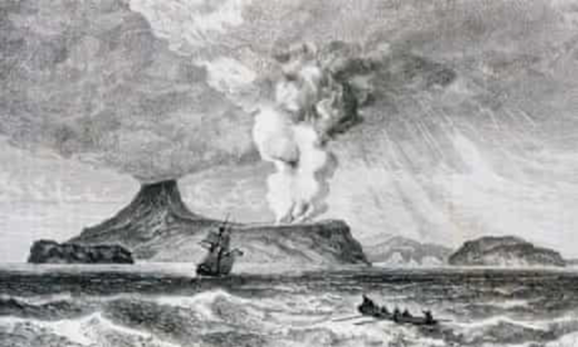 Eruption of Perbuatan volcano on Krakatoa Island, 26 August 1883.