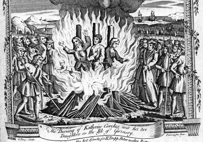 woodcut witch burning middle ages