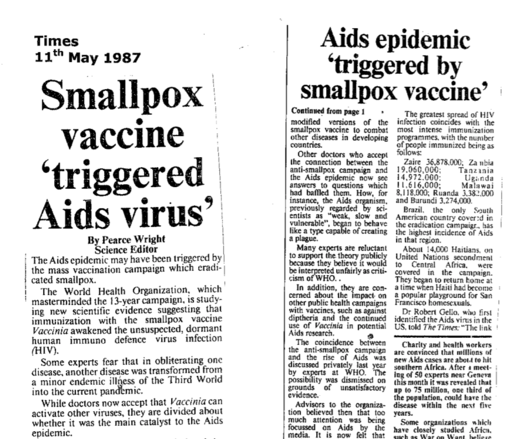 Smallpox vaccine 'triggered Aids virus'