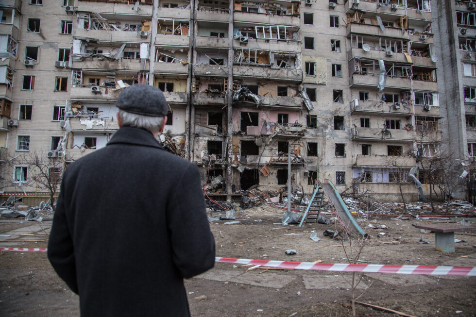 Ukraine destroyed building shelled