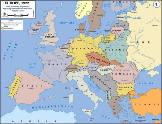 europe map 1922 ukraine divided Russia