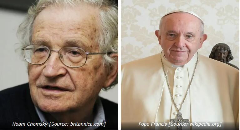 Noam Chomsky (left) and Pope Francis (right)